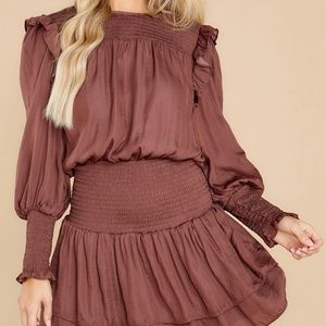 I gotta know dark mauve dress